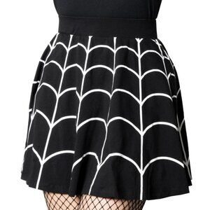 Kreepsville Black with Bone-white Spiderweb Skater Skirt